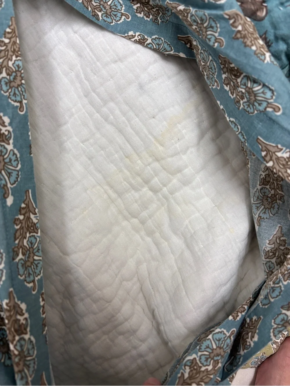 Pottery Barn Blue Floral Patchwork Tufted Quilt w/ 3 Euro Shams Full/Queen